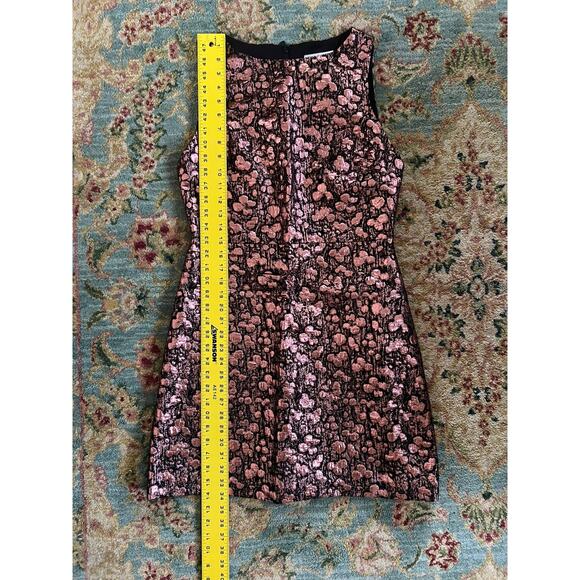 Alice + Olivia Bateau Metallic Bronze/Rose Gold Lamé Jacquard A-Line Mini Dress - Picture 11 of 14
